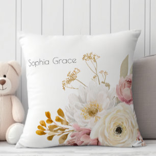 Mjuk höst vårblomma Ny Bebis Baby Shower Nursery Kudde