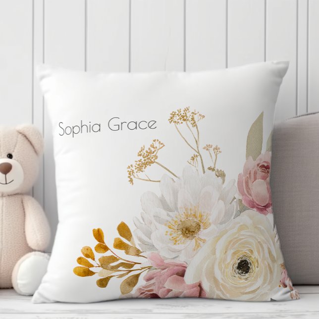 Mjuk höst vårblomma Ny Bebis Baby Shower Nursery Kudde (Skapare uppladdad)