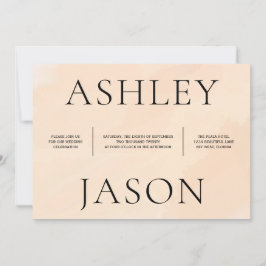 Mjuk inbjudan till  Apricot Watercolor Wedding