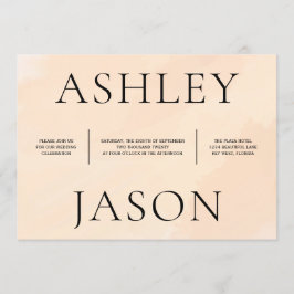 Mjuk inbjudan till Apricot Watercolor Wedding