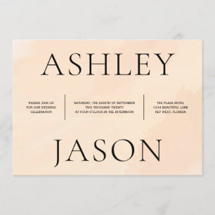 Mjuk inbjudan till  Apricot Watercolor Wedding