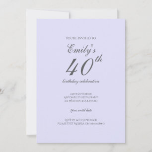 Mjuk inbjudan till Lavender - minimalistisk 40:e f
