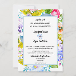 Mjuk inbjudan till Romantic Wedding med blå Blommi