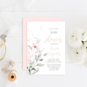 Mjuk inbjudan till Rosa Baby Shower Girl