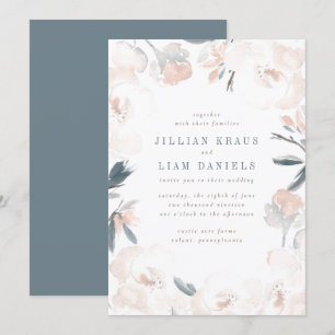 Mjuk inbjudan till Rosa Peony Wedding