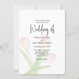 Mjuk inbjudan till Rosa Tulips Watercolor Wedding