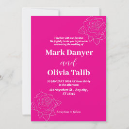 Mjuk inbjudan till  Rosa Watercolor-bröllop