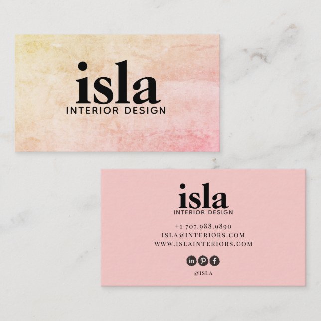 Mjuk Interiördesigner i Persikofärg Visitkort (Fram/baksida)
