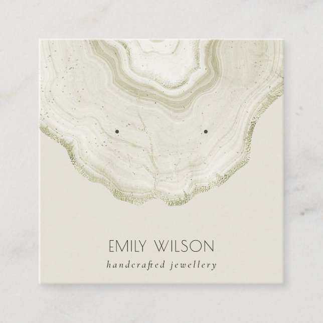 Mjuk ivoriansk Blek Guld Agate Marble Earring Visn Fyrkantigt Visitkort (Framsida)