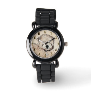 Mjuk Jackat hjällande terrier-målning Original Art Armbandsur