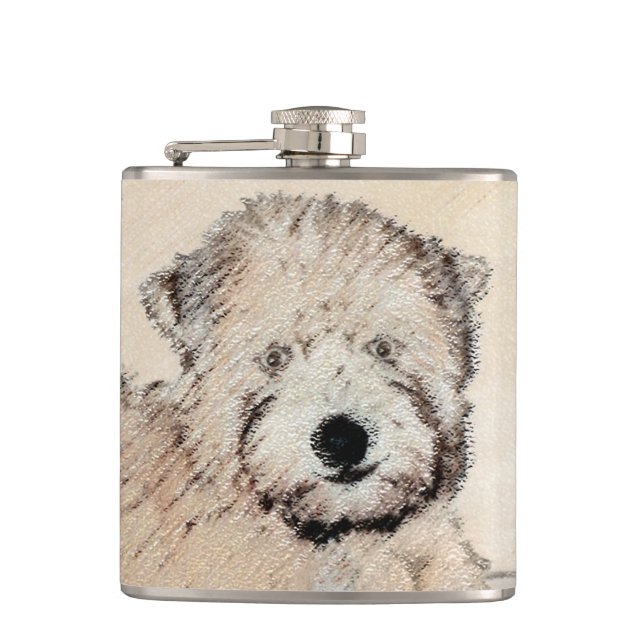 Mjuk Jackat hjällande terrier-målning Original Art Fickplunta (Framsidan)