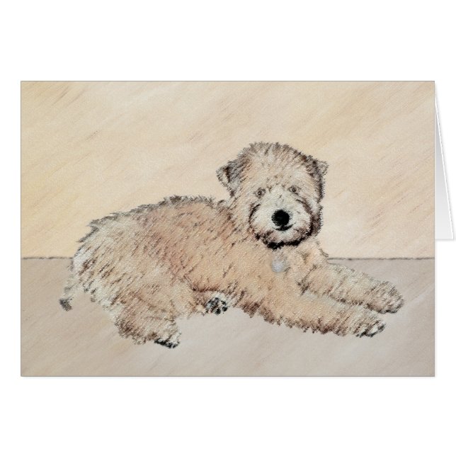 Mjuk Jackat hjällande terrier-målning Original Art Hälsningskort (Framsidan Horizontal)