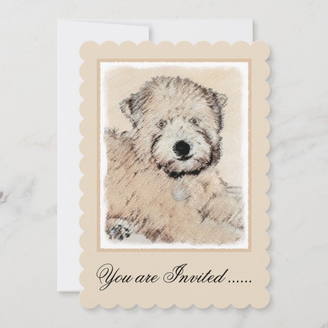 Mjuk Jackat hjällande terrier-målning Original Art Inbjudningar (Framsida)