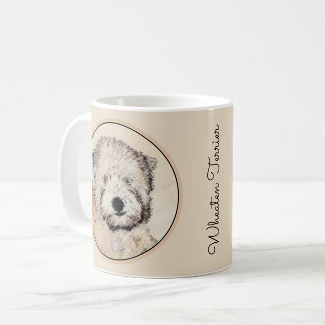 Mjuk Jackat hjällande terrier-målning Original Art Kaffemugg (Framsida vänster)