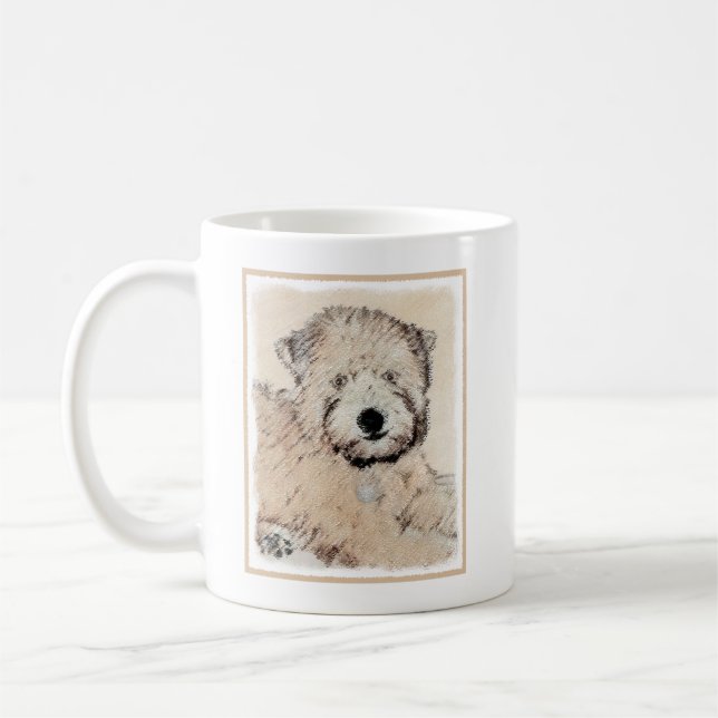 Mjuk Jackat hjällande terrier-målning Original Art Kaffemugg (Vänster)