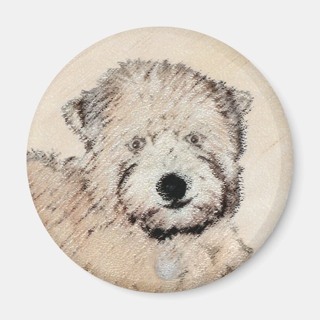 Mjuk Jackat hjällande terrier-målning Original Art Magnet (Framsidan)