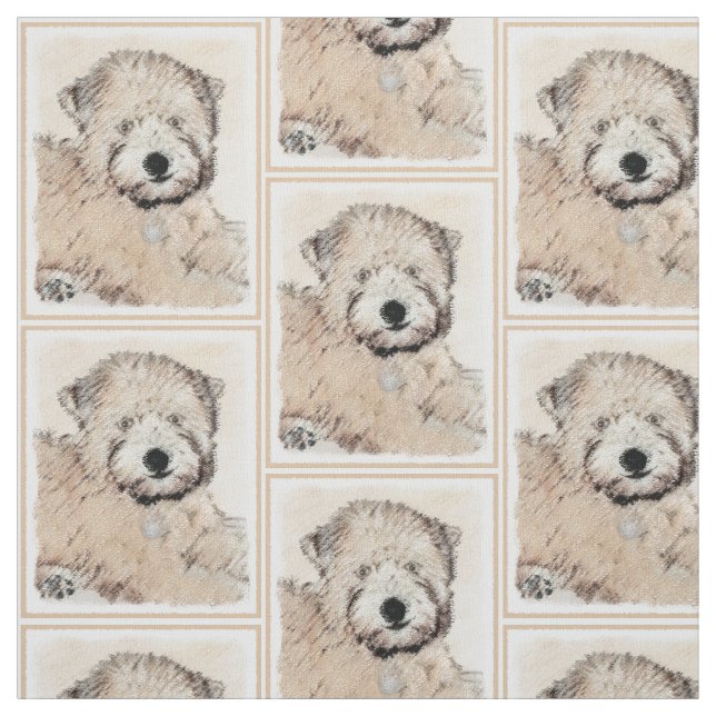 Mjuk Jackat hjällande terrier-målning Original Art Tyg (Provkarta)