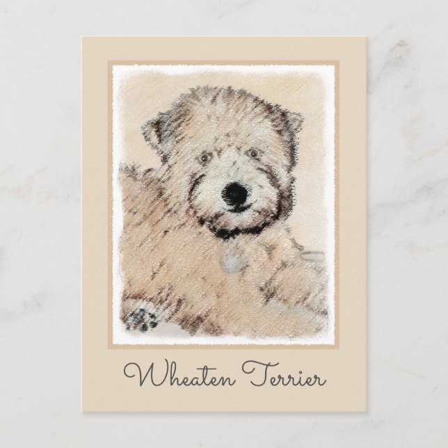 Mjuk Jackat hjällande terrier-målning Original Art Vykort (Framsida)