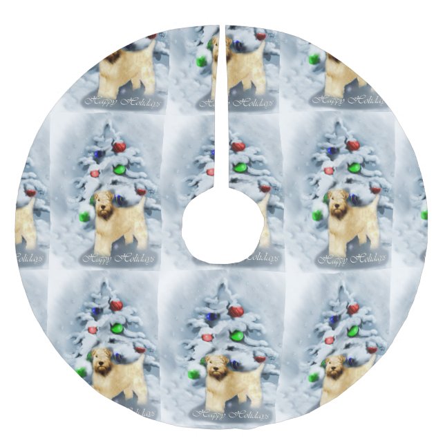 Mjuk Jackat jul för Wheaten Terrier Julgransmatta Borstad Polyester (Framsidan)