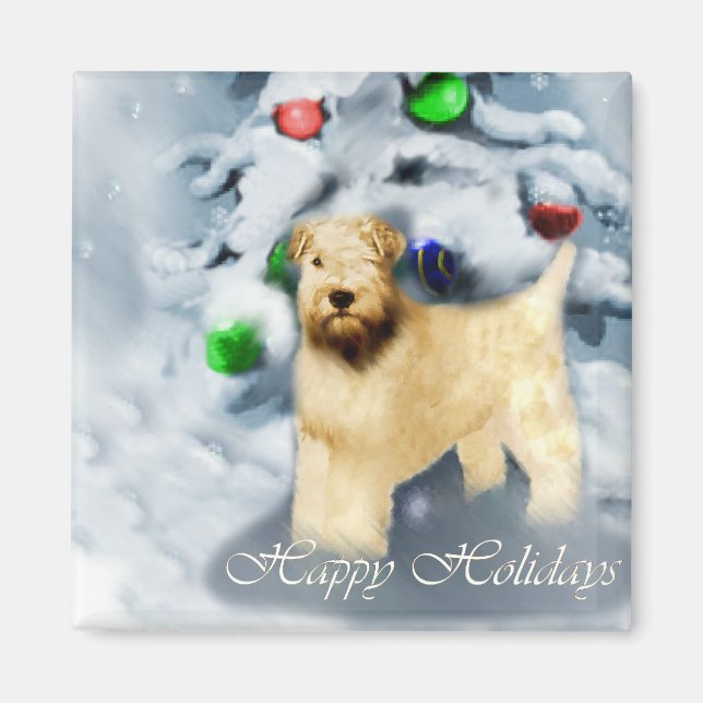 Mjuk Jackat jul för Wheaten Terrier Magnet (Framsidan)