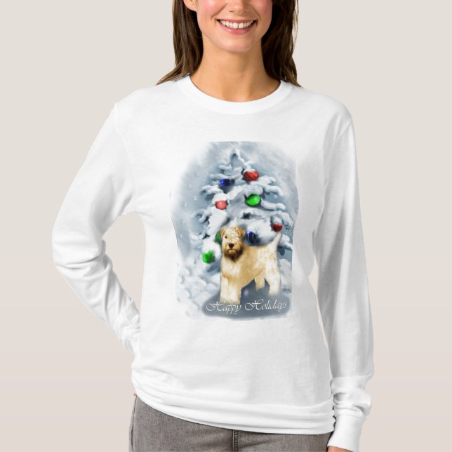 Mjuk Jackat jul för Wheaten Terrier Tee (Framsida)