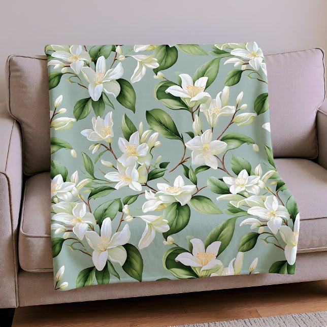 Mjuk Jasmin Blommig Elegans  Fleecefilt (Skapare uppladdad)