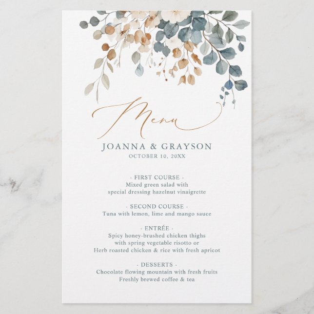 Mjuk, jordad tonfärgad Blommigt Vattenfärg Bröllop (Framsida)