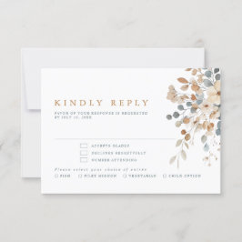 Mjuk, jordad tonfärgad Blommigt Vattenfärg Bröllop OSA Kort