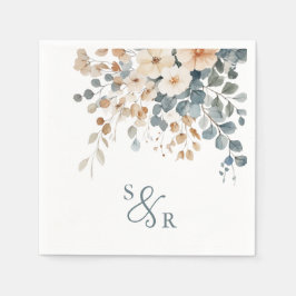 Mjuk, jordad tonfärgad Blommigt Vattenfärg Bröllop Pappersservett