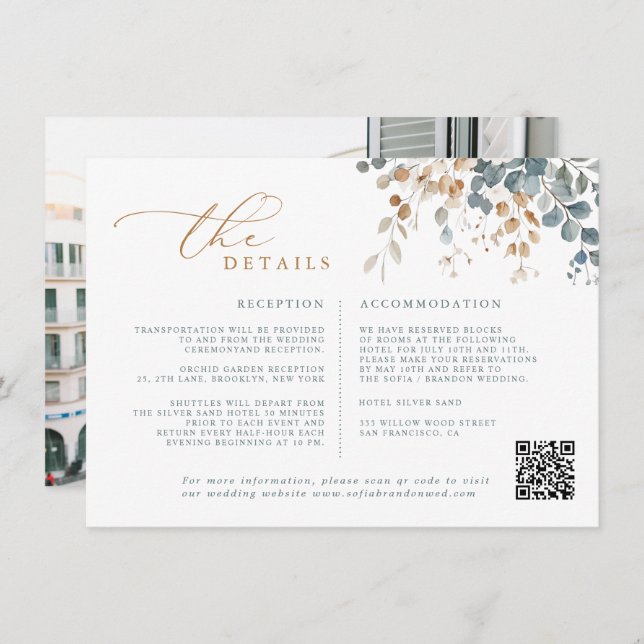 Mjuk, jordad tonfärgad Blommigt Vattenfärg Bröllop Tilläggskort (Fram/baksida)