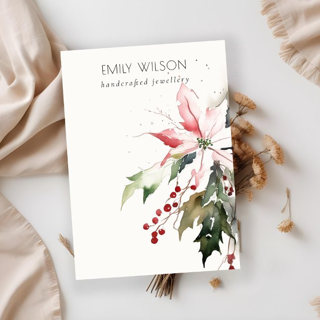Mjuk jul Poinsettia Blank Jewelry Visning Visitkort (Skapare uppladdad)