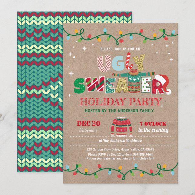 Mjuk julfest vid jul inbjudningar (Fram/baksida)