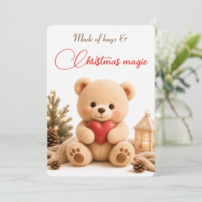 Mjuk julkort med teddybjörn inbjudningar (Stående Fram)