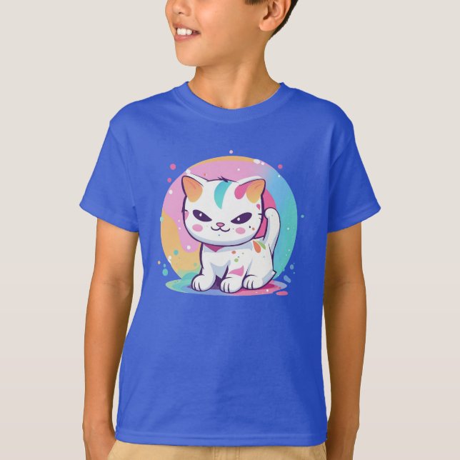 Mjuk katt med färgfläckar t shirt (Framsida)