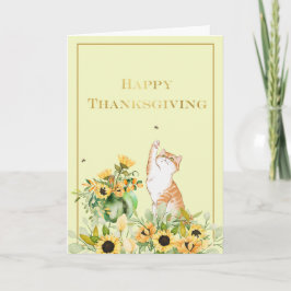 Mjuk katt med solblommor kort