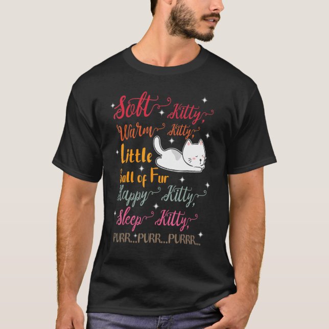 Mjuk Kattunge Warm Kattunge Lilla Boll i Päls sömn T Shirt (Framsida)