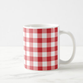 Mjuk Klassisk Gingham - röd vit rutig plagg. Kaffemugg