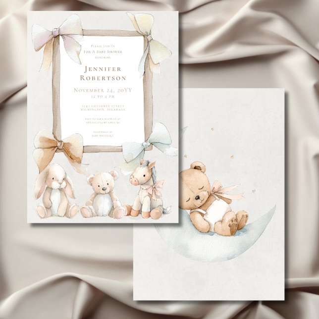 Mjuk könsmognad Neutral Nursery Leksak Baby Shower Inbjudningar (Soft Gender Neutral Nursery Toy Baby Shower Invitation)