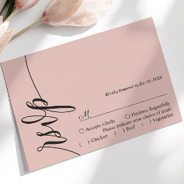 Mjuk Korall Elegant Kalligrafi Bröllop RSVP-kort OSA Kort