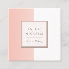 Mjuk korall och vit Färg-block Fyrkantigt Visitkort