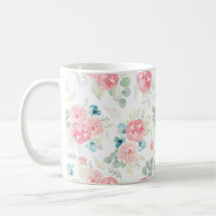 Mjuk korallfärgad blommigt bouquet kaffemugg