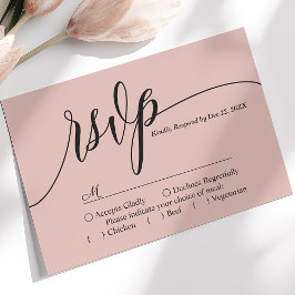 Mjuk korallrosa enkel skript bröllops-RSVP-kort OSA Kort