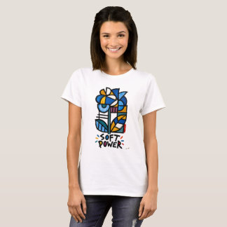Mjuk kraft Blå Hydrangea Tribal Geometrisk Blomma T Shirt