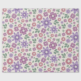 mjuk kräm nyckfull blomsterdesign presentpapper