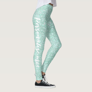 Mjuk krystalin Aqua Blue Glitter ANPASSNINGSBAR TE Leggings