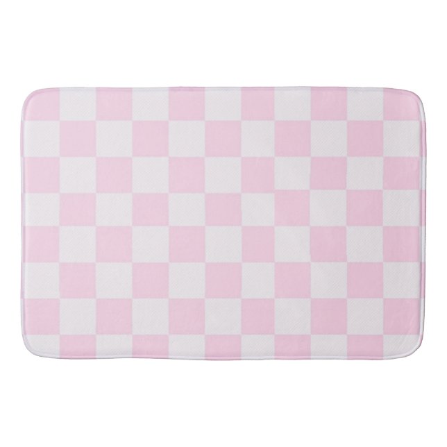 Mjuk kvinninin Rosa Gingham Checkered Girly Badrumsmatta (Framsidan)