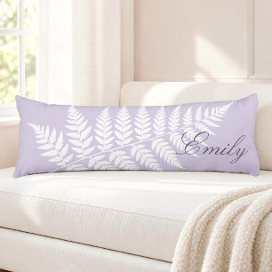 Mjuk Lavendel Vit Ormbunke Elegant Minimalistisk Kroppskudde