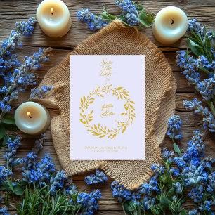 Mjuk lavender & Guld Circle Spara datum Bröllop Inbjudningar