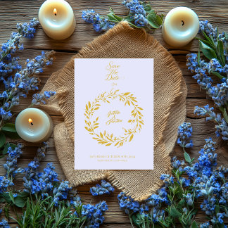 Mjuk lavender & Guld Circle Spara datum Bröllop Inbjudningar