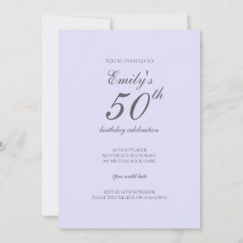 Mjuk Lavender - minimalistisk inbjudan på 50:e föd